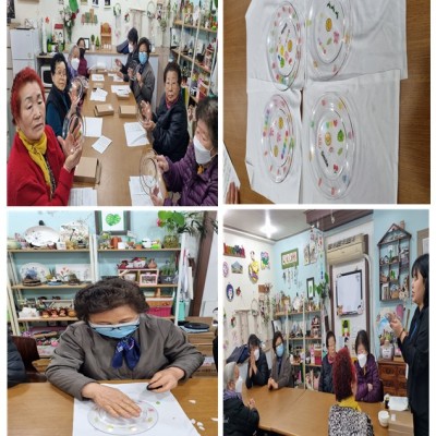 재가노인지원서비스 체험활동프로그램 1회차 디저트강화유리 접시만들기 진행 이미지